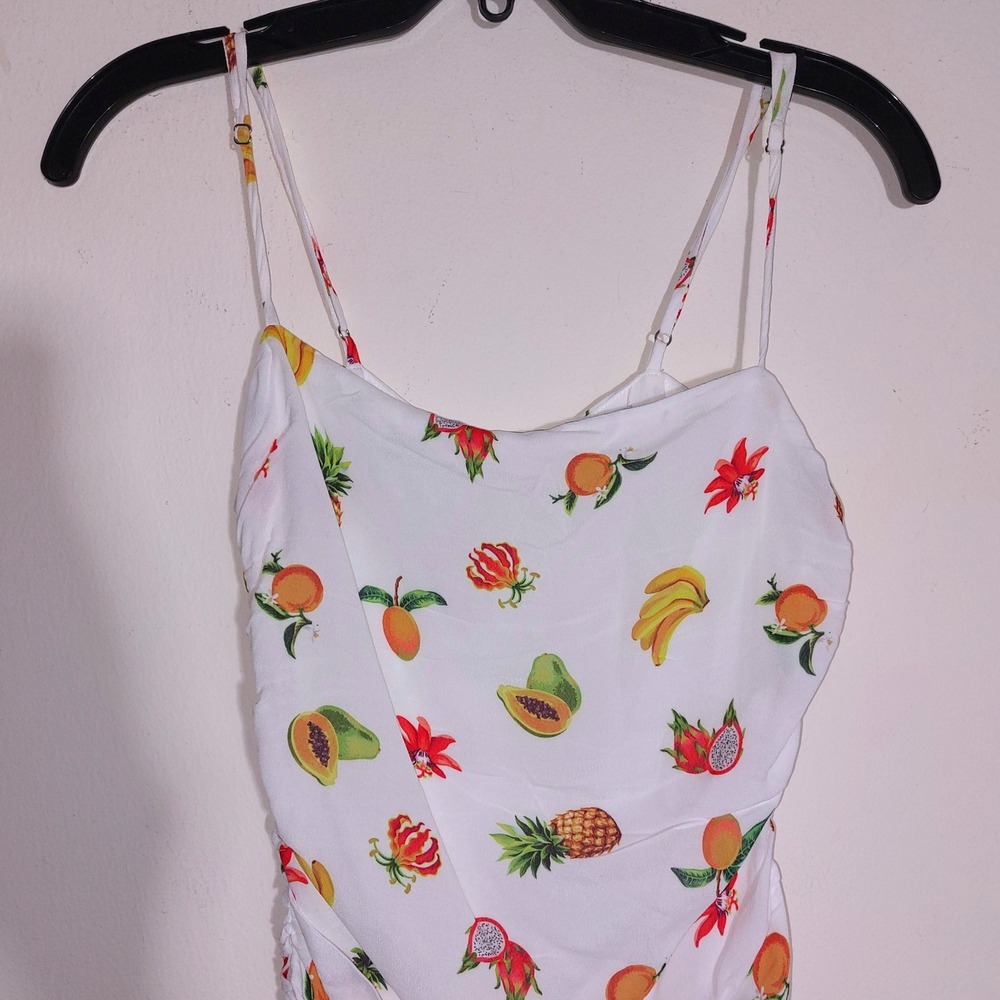 WEWOREWHAT Fruit Print Ruched Spaghetti Strap Mini Dress XS - Picture 6 of 15